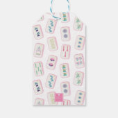 Waterverf Roze & Groene Mahjong Tegels Gepersonali Cadeaulabel (Achterkant)