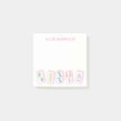 Waterverf Roze & Groene Mahjong Tegels Gepersonali Post-it® Notes (Voorkant)