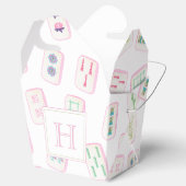 Waterverf Roze & Groene Mahjong Tegels Monogram Bedankdoosjes (Geopend)