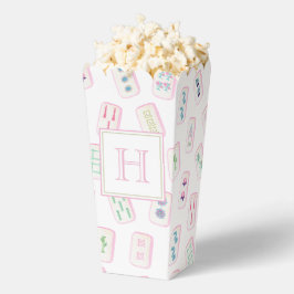 Waterverf Roze & Groene Mahjong Tegels Monogram Bedankdoosjes