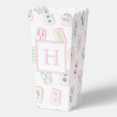 Waterverf Roze & Groene Mahjong Tegels Monogram Bedankdoosjes (Voorkant)