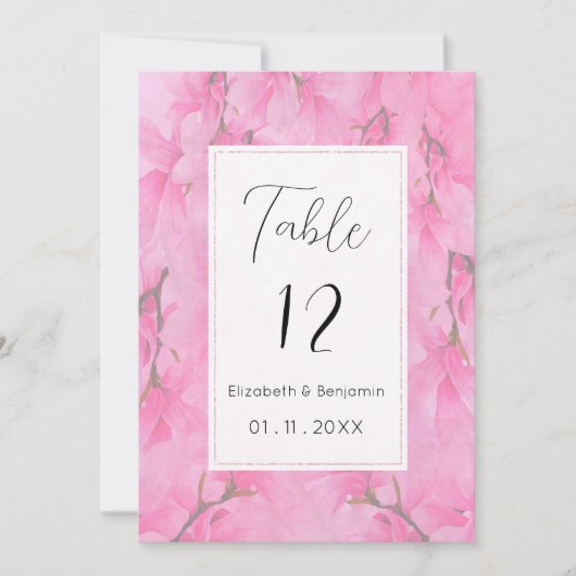 Waterverf roze groene orchidee bloemen Tabel Numme Kaart (Voorkant)