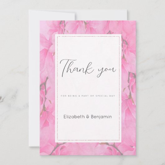 Waterverf roze groene orchideeënbloemen Bedankt Kaart (Voorkant)