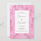 Waterverf roze groene orchideeënbloemen Huwelijk Kaart (Voorkant)