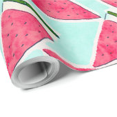 Waterverf Roze groene watermeloenen driehoeken Cadeaupapier (Rol Hoek)