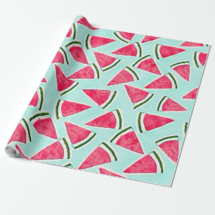 Waterverf Roze groene watermeloenen driehoeken Cadeaupapier