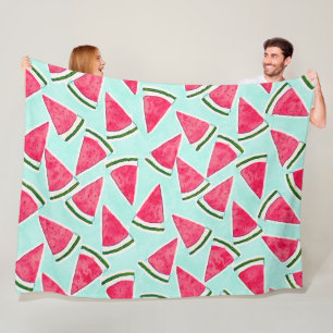 Waterverf Roze groene watermeloenen driehoeken Fleece Deken