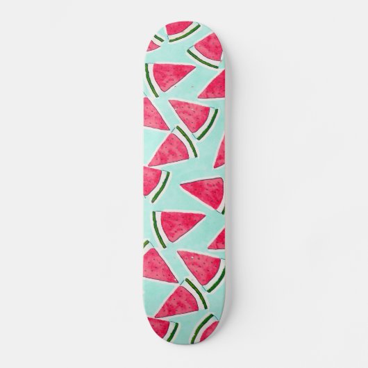 Waterverf Roze groene watermeloenen driehoeken Persoonlijk Skateboard (Voorkant)