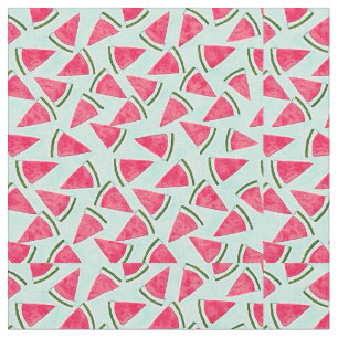 Waterverf Roze groene watermeloenen driehoeken Stof