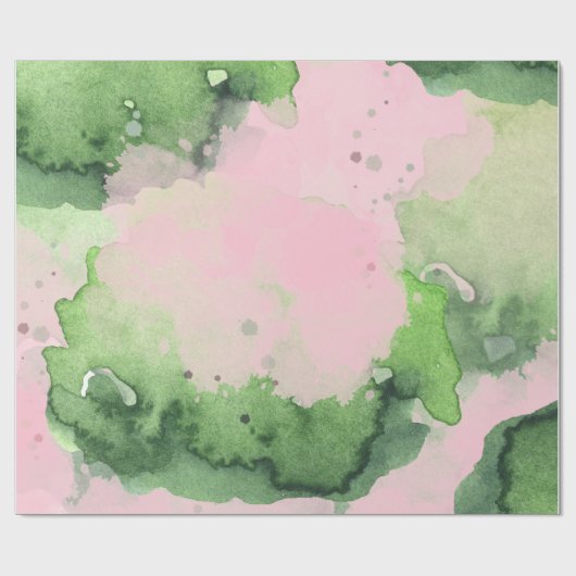 Waterverf - Roze groenrangschikkingspapier voor ro Cadeaupapier (Vlak)