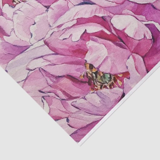 Waterverf Roze Grote Pony Flowers Tissuepapier (Detail)