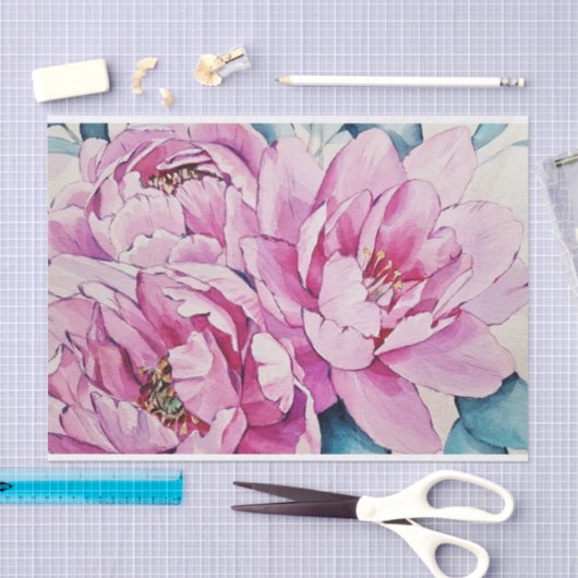 Waterverf Roze Grote Pony Flowers Tissuepapier (Craft)