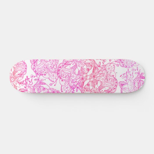 Waterverf Roze Hand geschilderd Tangle Bloempatroo Persoonlijk Skateboard (Horizontaal)