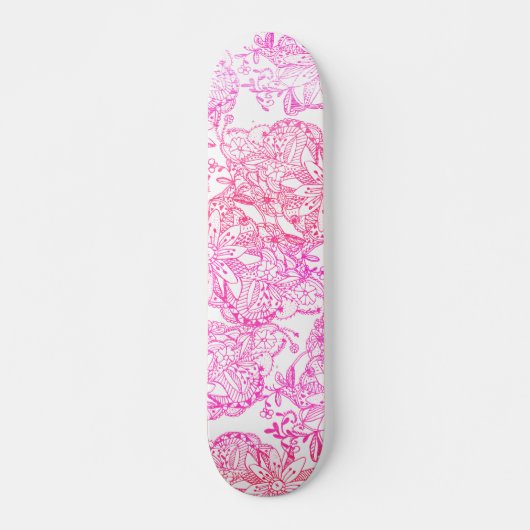 Waterverf Roze Hand geschilderd Tangle Bloempatroo Persoonlijk Skateboard (Voorkant)