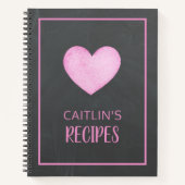 Waterverf Roze hart Aangepast recept Notitieboek (Voorkant)