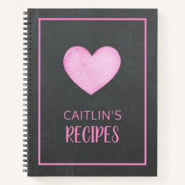 Waterverf Roze hart Aangepast recept Notitieboek