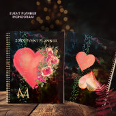 Waterverf Roze Hart Bloemen Evenement Planner