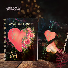 Waterverf Roze Hart Bloemen Evenement Planner