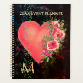 Waterverf Roze Hart Bloemen Evenement Planner (Voorkant)