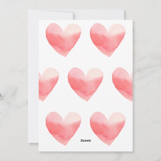 Waterverf Roze Hart Foto Valentijns Feestdagenkaart (Achterkant)