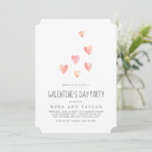 Waterverf Roze hart Galentine's Day Party Kaart (Staand voorkant)