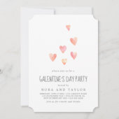 Waterverf Roze hart Galentine's Day Party Kaart (Voorkant)