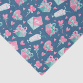 Waterverf Roze Hart Liefde Patroon Valentijnsdag Tissuepapier (Detail)