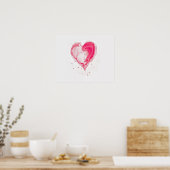 Waterverf roze hart poster (Keuken)