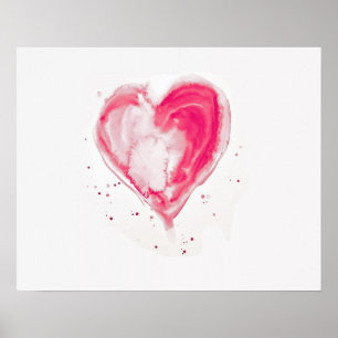Waterverf roze hart poster