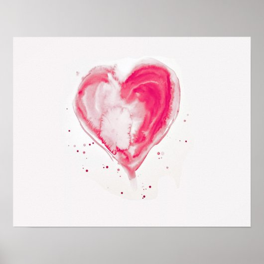 Waterverf roze hart poster (Voorkant)