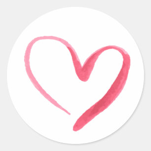 Waterverf roze hart ronde sticker
