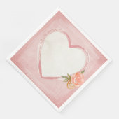 Waterverf Roze Hart & Roos Servet (Hoek)