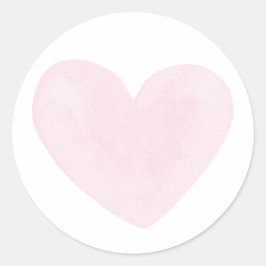 Waterverf roze hart. Valentijn. Blush bruiloft Ronde Sticker