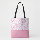 Waterverf Roze Hart Valentijn Kleur Blok Bottom Tote Bag (Voorkant)