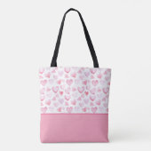 Waterverf Roze Hart Valentijn Kleur Blok Bottom Tote Bag (Achterkant)