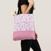 Waterverf Roze Hart Valentijn Kleur Blok Bottom Tote Bag (Dichtbij)