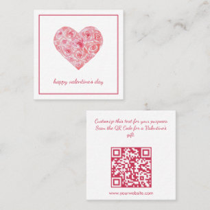 Waterverf Roze Hart Valentijnsdag Sale QR Code Vierkante Visitekaartje