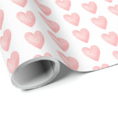 Waterverf Roze Harten Inpakpapier (Rol Hoek)