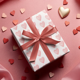 Waterverf Roze Harten Inpakpapier