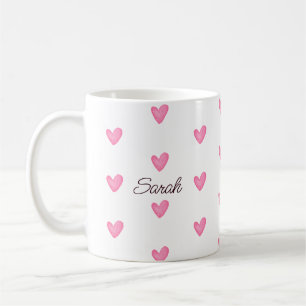 Waterverf roze harten Koffiemok