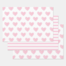 Waterverf roze harten. Liefde. Blush Valentijnse  Inpakpapier Vel