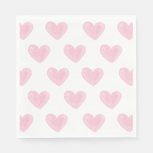 Waterverf roze harten. Liefde. Blush Valentijnse  Servet (Voorkant)