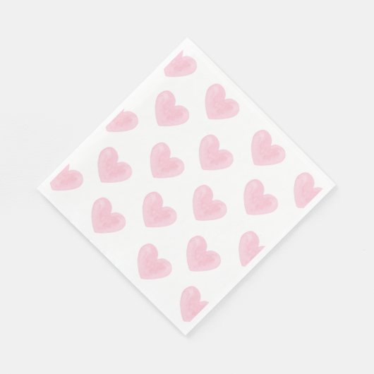 Waterverf roze harten. Liefde. Blush Valentijnse  Servet (Hoek)