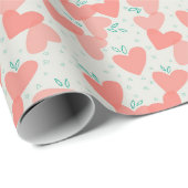 Waterverf roze harten patroon Valentijnsdag Cadeaupapier (Rol Hoek)