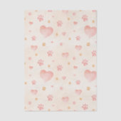 Waterverf Roze Harten & Paw Prints Patroon Tissuepapier (Voorkant)