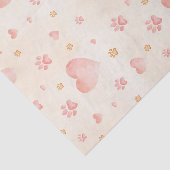 Waterverf Roze Harten & Paw Prints Patroon Tissuepapier (Detail)