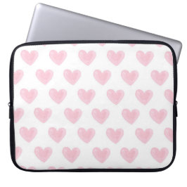 Waterverf roze harten. Schudloze liefdespatroon Laptop Sleeve
