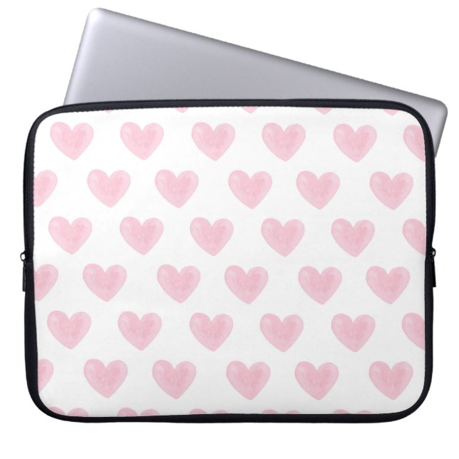 Waterverf roze harten. Schudloze liefdespatroon Laptop Sleeve (Voorkant)
