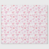 Waterverf Roze harten Valentijnsdag Cadeaupapier (Vlak)