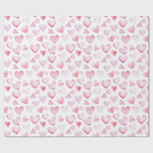 Waterverf Roze harten Valentijnsdag Cadeaupapier (Vlak)